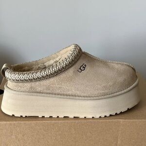 UGG Tan Suede Platform Clogs